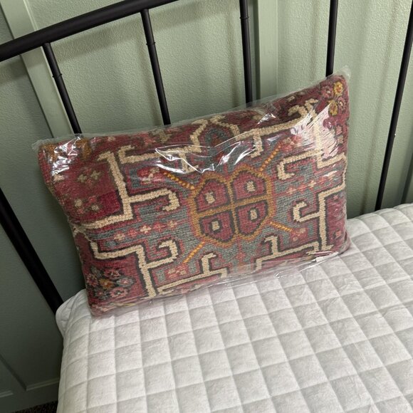 Sundance Alanya Knotted Decorative Throw Pillow Geometric Medallion Red Multi - Picture 1 of 8
